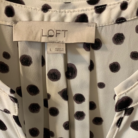 LOFT Sleeveless Black and Cream Polka Dot Blouse - Picture 2 of 8